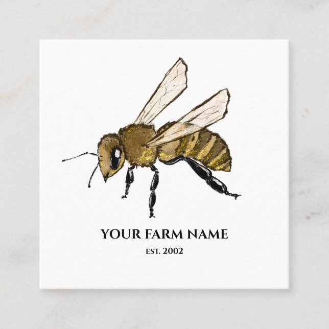 Tarjeta De Visita Cuadrada Granja de abejas de abeja de apicultores (Anverso)