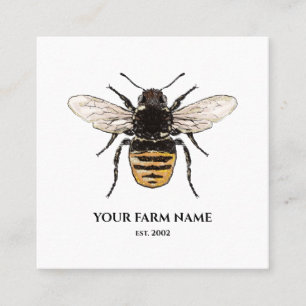 Tarjeta De Visita Cuadrada Granja de abejas de abeja de apicultores