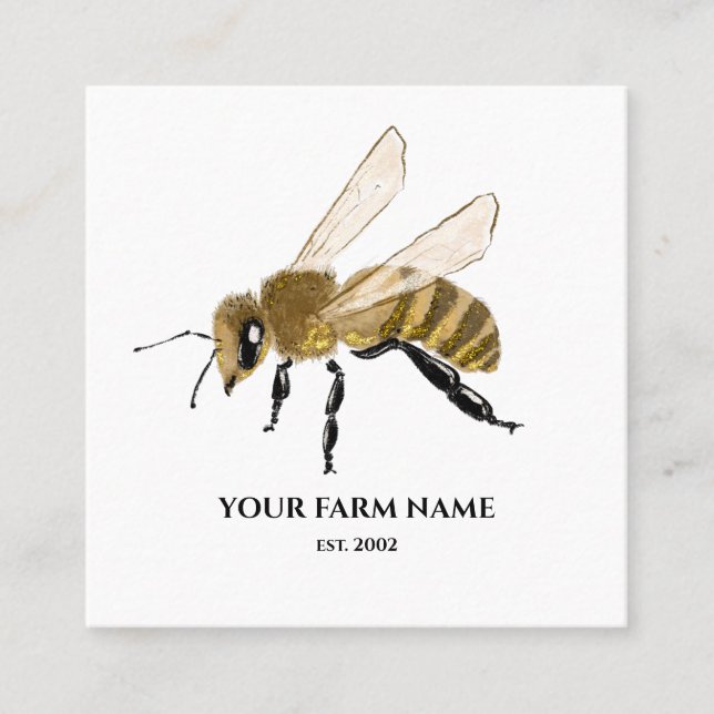 Tarjeta De Visita Cuadrada Granja de abejas de abeja de apicultores (Anverso)