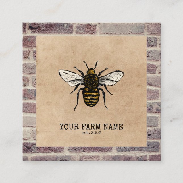 Tarjeta De Visita Cuadrada Granja de abejas de abeja de apicultores Apiarist  (Anverso)