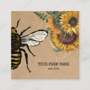 Tarjeta De Visita Cuadrada Granja de abejas de abeja de apicultores Honeycomb