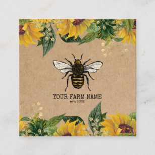 Tarjeta De Visita Cuadrada Granja de abejas de abeja de apicultores Honeycomb