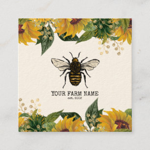 Tarjeta De Visita Cuadrada Granja de abejas de abeja de apicultores Honeycomb