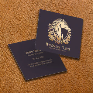 Tarjeta De Visita Cuadrada Granja de Caballos Equina Moderna y Elegante