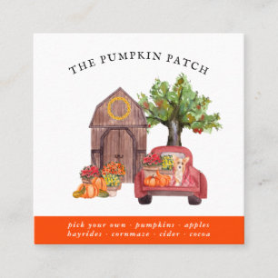 Tarjeta De Visita Cuadrada Granja de la familia del parche de calabaza Camion