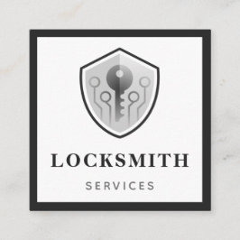 Tarjeta De Visita Cuadrada Gray Key Logotipo Locksmith Services Social Media 