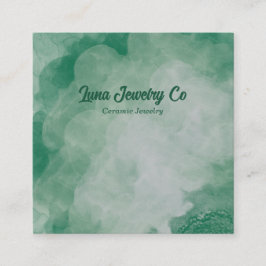 Tarjeta De Visita Cuadrada Green Flower Burst Jewelry Craft Business Card