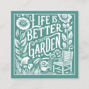 Tarjeta De Visita Cuadrada Green ilustrado de jardineros paisajistas