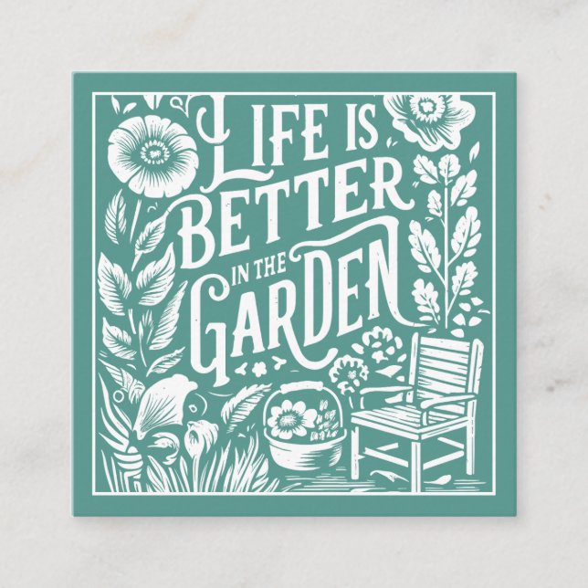 Tarjeta De Visita Cuadrada Green ilustrado de jardineros paisajistas (Anverso)