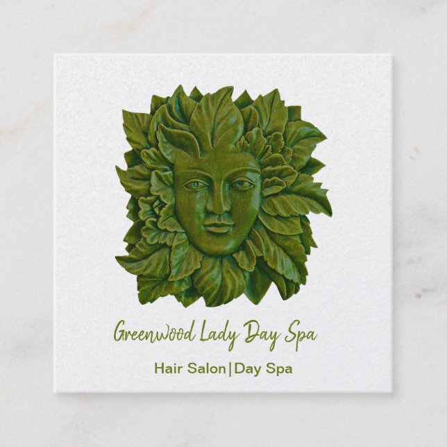 Tarjeta De Visita Cuadrada Green Woman Day Spa (Anverso)