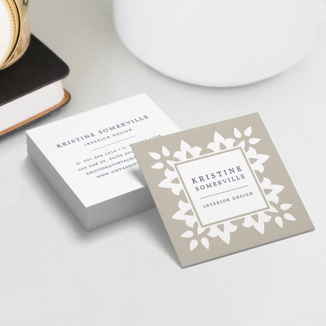 Tarjeta De Visita Cuadrada Greige | Plaza geométrica marroquí (Subido por el creador)