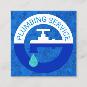 Tarjeta De Visita Cuadrada Grifo Goteando En Agua Cristalina