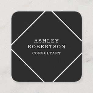Tarjeta De Visita Cuadrada Gris Black Professional Elegante Minimalista
