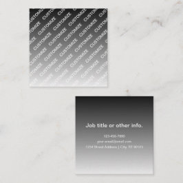 Tarjeta De Visita Cuadrada Gris (color cambiable) Ombre y patrón de texto