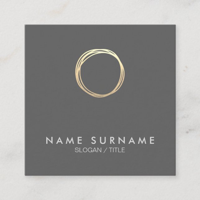 Tarjeta de visita cuadrada gris del círculo (Anverso)
