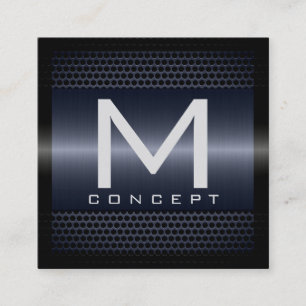 Tarjeta De Visita Cuadrada Gris metálico elegante monograma moderno