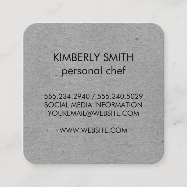 Tarjeta De Visita Cuadrada Gris natural afilado (Anverso)