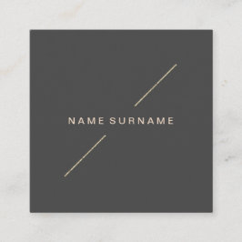 Tarjeta De Visita Cuadrada Gris oscuro minimalista moderno del oro geométrico