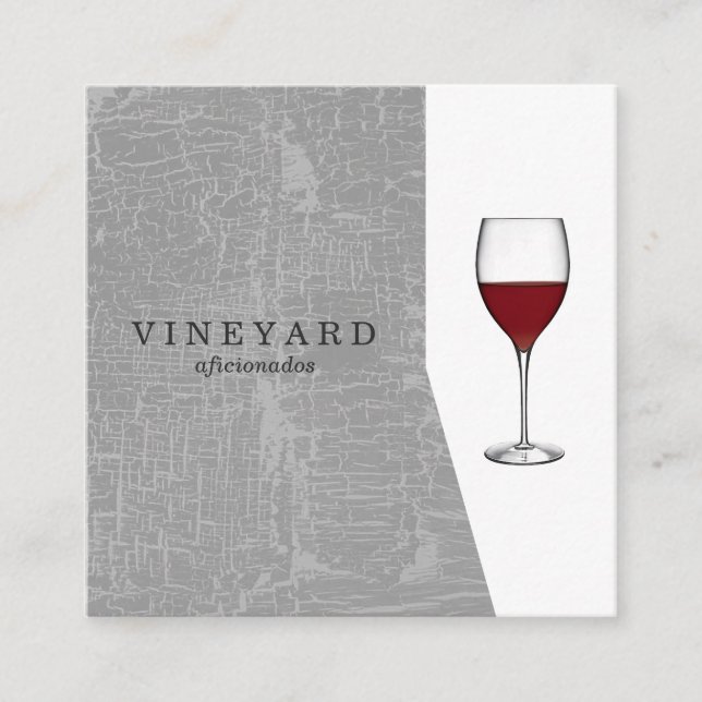 Tarjeta De Visita Cuadrada Gris texturizado con vidrio de vino (Anverso)