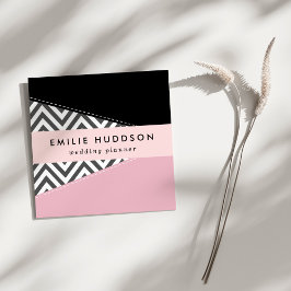Tarjeta De Visita Cuadrada Gris Zigzag, Gris Chevron, Zigzag Pattern, Rosa