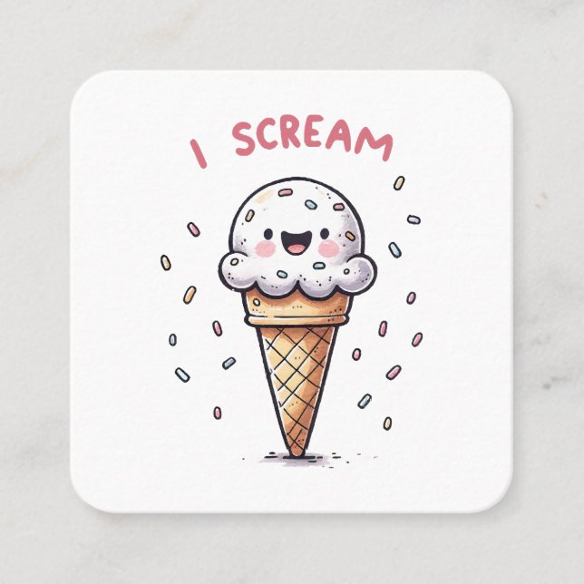 Tarjeta De Visita Cuadrada Grito helado de cono con salpicaduras (Anverso)