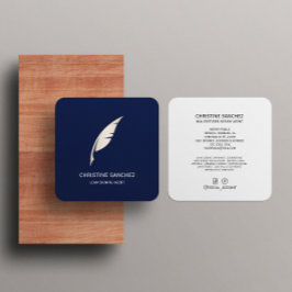 Tarjeta De Visita Cuadrada GRUPO DE DESCANSO NOTARIO MOBILIARIO Gold Quill Pe