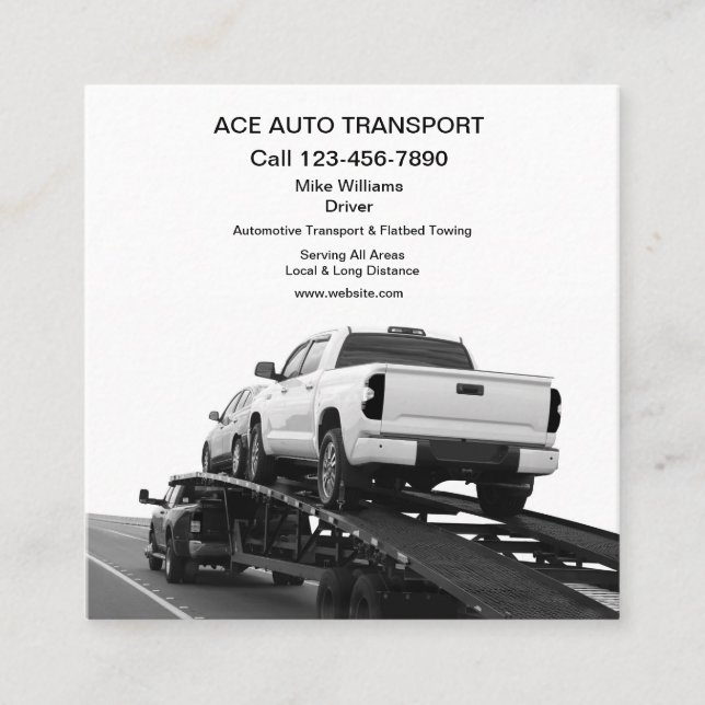Tarjeta De Visita Cuadrada Guay Automotive Transport Flatbed Towing Business (Anverso)
