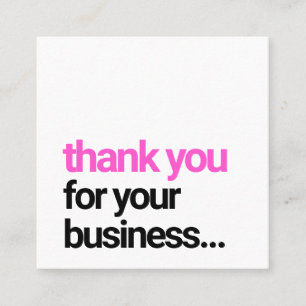 Tarjeta De Visita Cuadrada Guay Black Agradecimiento al cliente Insertar