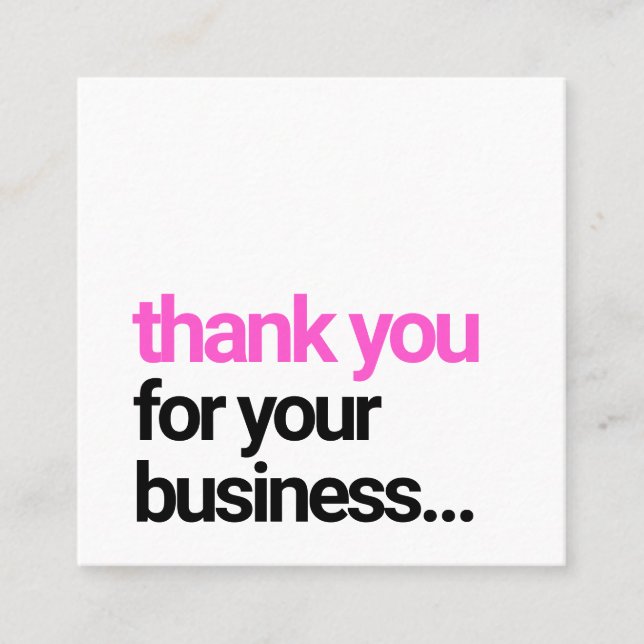 Tarjeta De Visita Cuadrada Guay Black Agradecimiento al cliente Insertar (Anverso)