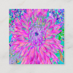 Tarjeta De Visita Cuadrada Guay Blue y Purple Artsy Dahlia Bloom