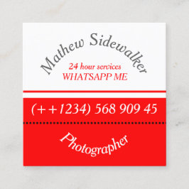 Tarjeta De Visita Cuadrada Guay de moda Red and White Cubic