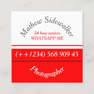 Tarjeta De Visita Cuadrada Guay de moda Red and White Cubic