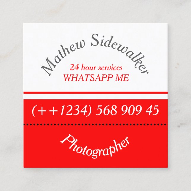 Tarjeta De Visita Cuadrada Guay de moda Red and White Cubic (Anverso)