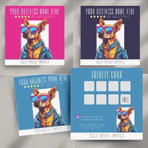 Tarjeta De Visita Cuadrada Guay Dog Grooming de moda y fidelidad elegante