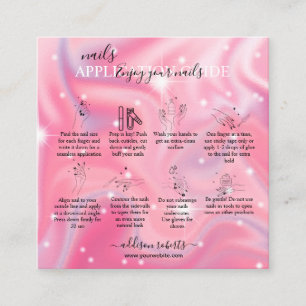 Tarjeta De Visita Cuadrada Guía de Aplicación Elegante Glam Iriparent Nail