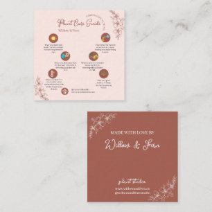 Tarjeta De Visita Cuadrada Guía de cuidado de plantas de terracota boho