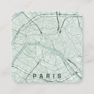 Tarjeta De Visita Cuadrada Guía de mapa de la ciudad de París Francia Diseño