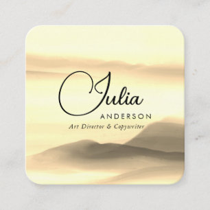 Tarjeta De Visita Cuadrada Guión abstracto de color oro y agua negro de moda