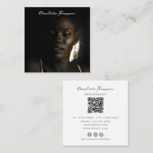 Tarjeta De Visita Cuadrada Guión de código QR para fotografía profesional