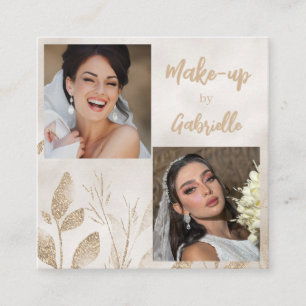 Tarjeta De Visita Cuadrada Guión de foto boho beige botánico moderno