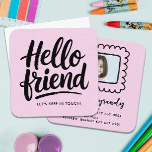 Tarjeta De Visita Cuadrada Guion de foto de cita de juego rosa pastel diverti