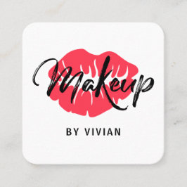 Tarjeta De Visita Cuadrada Guión de impresión y maquillaje de labios con esti