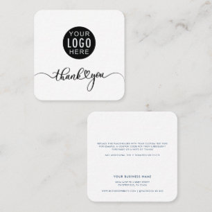 Tarjeta De Visita Cuadrada Guión de logotipo de empresa moderna Gracias