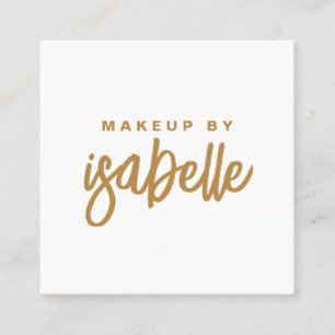 Tarjeta De Visita Cuadrada Guión de oro del artista de maquillaje minimalista