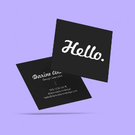Tarjeta De Visita Cuadrada Guión de tipografía de color negro y blanco