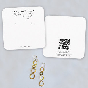 Tarjeta De Visita Cuadrada Guión de visualización del soporte de joyería blan