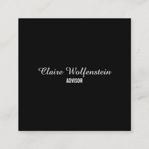 Tarjeta De Visita Cuadrada Guión elegante simple negro y blanco
