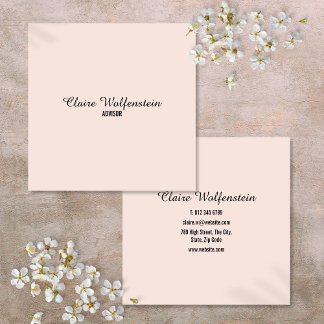 Tarjeta De Visita Cuadrada Guion elegante simple rosa sonrosado profesional
