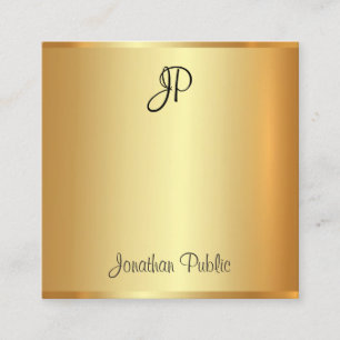 Tarjeta De Visita Cuadrada Guión monogramado dorado moderno manuscrito
