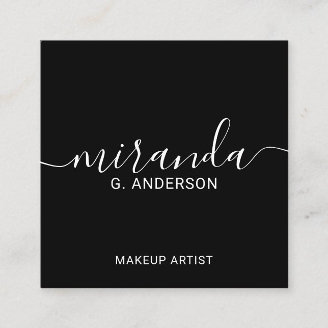 Tarjeta De Visita Cuadrada Guión profesional moderno negro (Anverso)